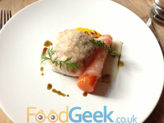 Lobster Baked Hake, Carrot, Pumpkin Seeds & Lardo