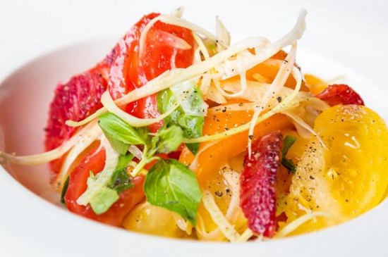 Fennel, heritage tomato and blood orange salad