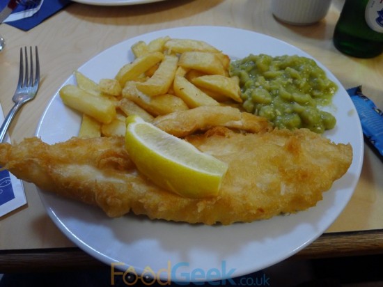 Halibut, Chips & Peas