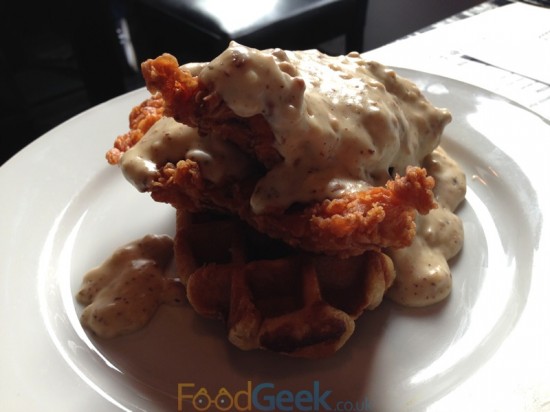 Waffles, Buttermilk Fried Chicken & Sausage Gravy