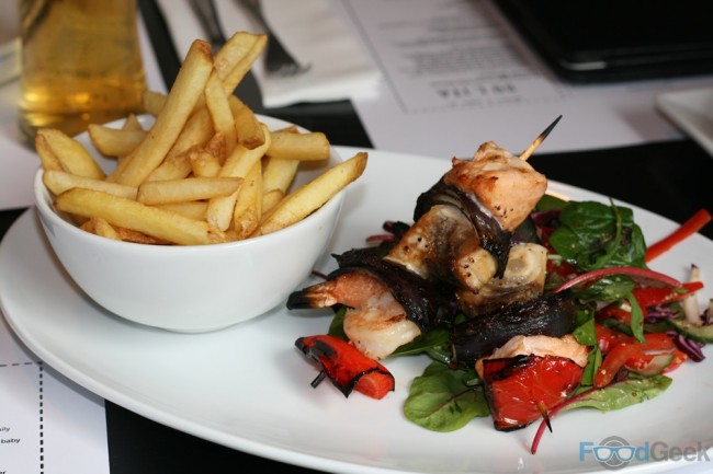 Charcoal Grilled Seafood Skewer & Chips