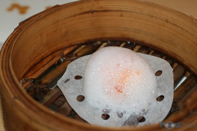 Clear Shrimp Dumpling with Citrus Foam (Har Gao)
