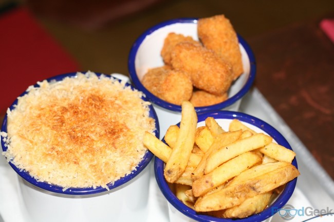 Mac & Cheese, Tater Tots & Fries