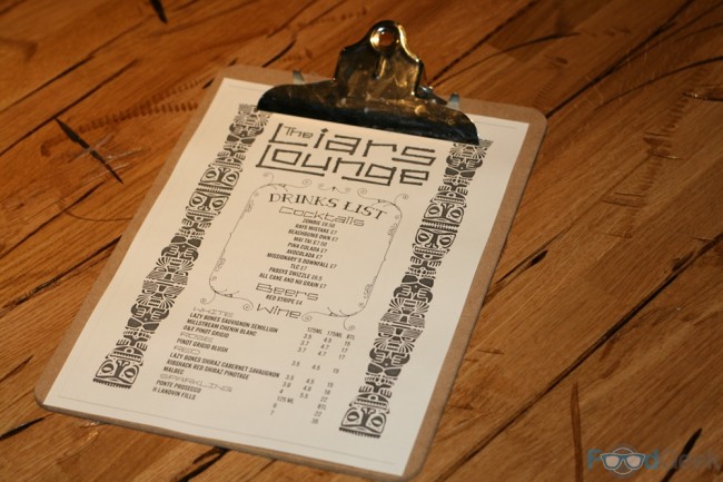 The Liars Lounge Menu