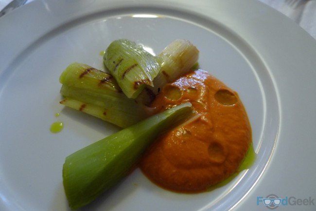 Charred Leeks with Romesco Sauce