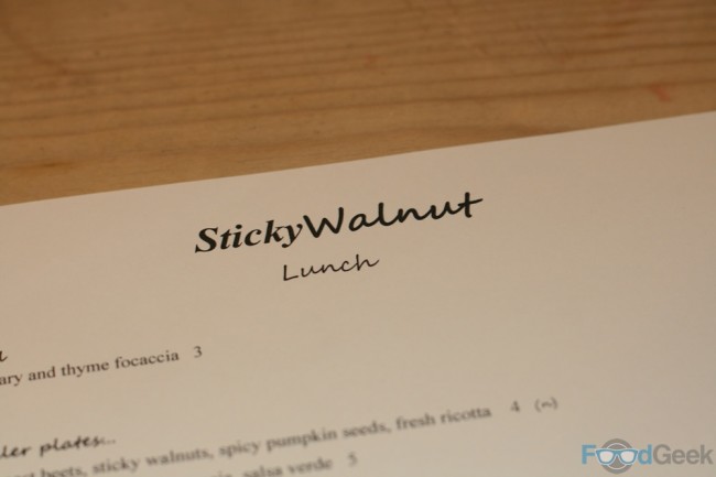 Sticky Walnut Menu