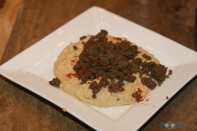 Mezze: Hummus with spiced beef