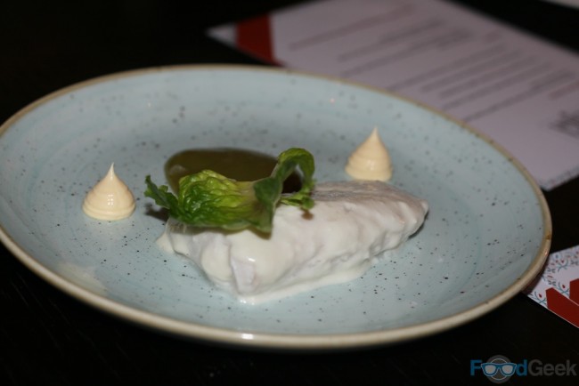 Fresh hake with hollandaise sauce & lettuce water