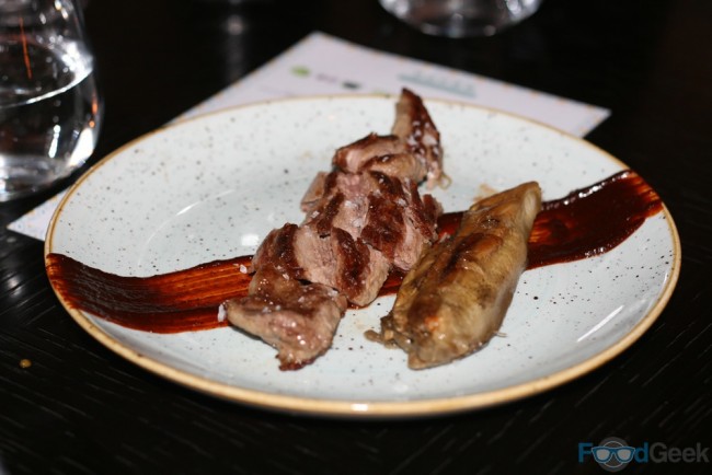 Grilled Iberico pork "pluma" in moruno marinade & aubergine