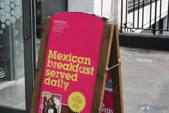 Breakfast sign, outside Wahaca