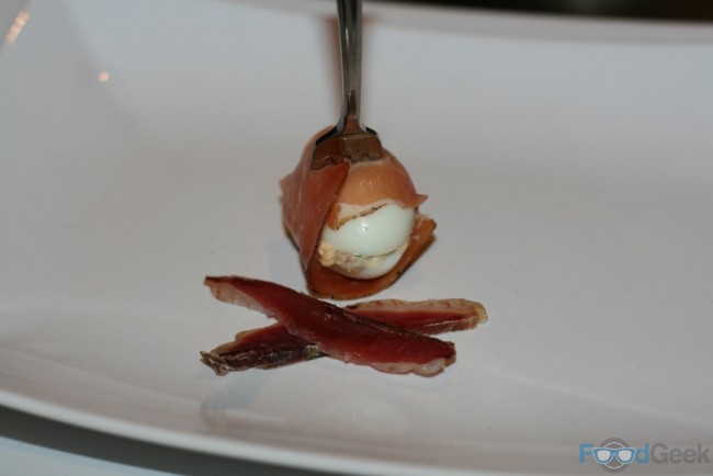 Home Cured Duck Prosciutto / Quails Egg