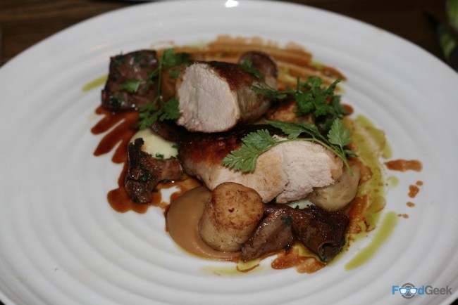 Goosnargh guinea fowl, celeriac, woodland mushrooms and lovage